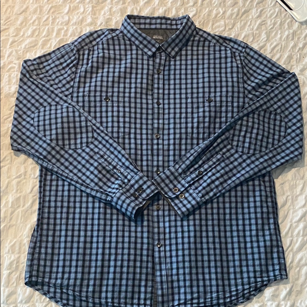 Kenneth Cole Reaction Blue and Black Checkered Shirt